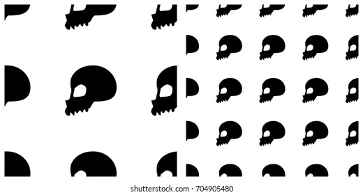 Seamless of Halloween pattern on transparent background. Single pattern is shown in the left. The example of assembly seamless is shown in the right.  