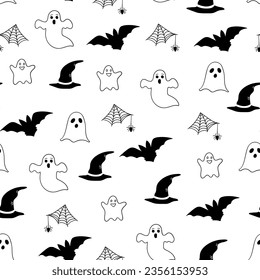 Seamless Halloween pattern. Halloween party vector illustration. cobweb and pumpkin on a light background. Halloween vector seamless pattern.