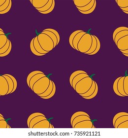 Seamless halloween pattern with pumpkin. Endless background texture for 31 october. Abstract autumn natural tiling pattern and purple and orange.
