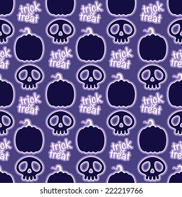 Seamless Halloween pattern with pumpkin and skull icons