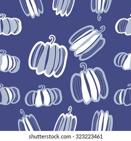 Seamless   Halloween pattern  of pumpkin, stripe, spots. Hand drawn.