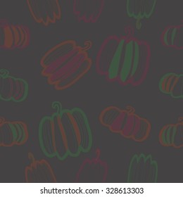 Seamless   Halloween pattern  of pumpkin, stripe, spots. Hand drawn.