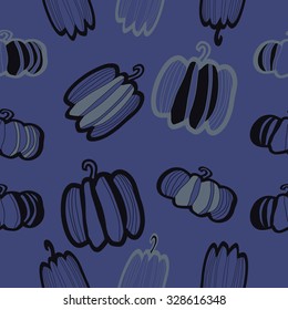 Seamless   Halloween pattern  of pumpkin, stripe, spots. Hand drawn.