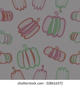Seamless   Halloween pattern  of pumpkin, stripe, spots. Hand drawn.