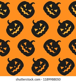 Seamless halloween pattern with pumpkin. Vector flat background