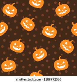 Seamless halloween pattern with pumpkin. Vector flat background