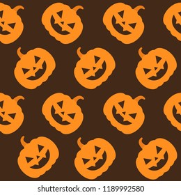 Seamless halloween pattern with pumpkin. Vector flat background
