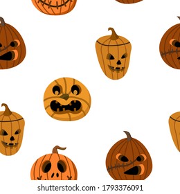 Seamless Halloween pattern with pumpkins