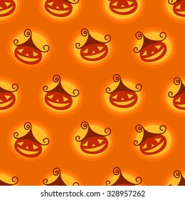 Seamless Halloween pattern with pumpkins