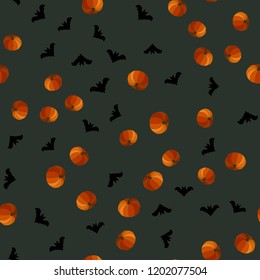 Seamless Halloween pattern of pumpkins and bats. The Celebration Of Halloween