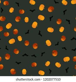 Seamless Halloween pattern of pumpkins and bats. The Celebration Of Halloween
