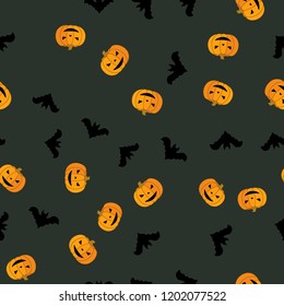 Seamless Halloween pattern of pumpkins and bats. The Celebration Of Halloween