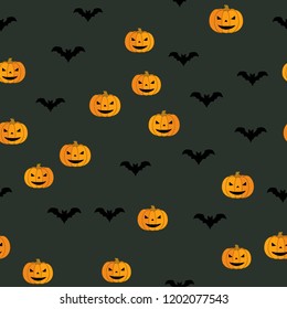 Seamless Halloween pattern of pumpkins and bats. The Celebration Of Halloween