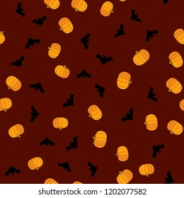 Seamless Halloween pattern of pumpkins and bats. The Celebration Of Halloween
