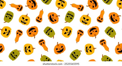 Seamless Halloween pattern with pumpkins for textile, fabric, wrapping paper
