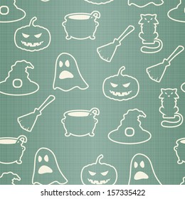 Seamless halloween pattern in retro colors