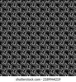 Seamless halloween pattern with scary pumpkin. Doodle halloween pumpkin background