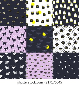 Seamless Halloween Pattern Set