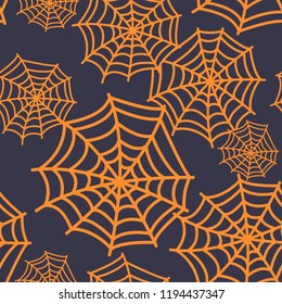 Seamless halloween pattern with spider web. Vector illustration. Can be used for wallpaper, pattern fills, textile, web page background, surface textures.