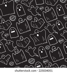 Seamless Halloween pattern with various of ghosts. Vector background.