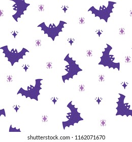 Seamless halloween pattern. Vector background with bat. Design for prints, shirts and posters.