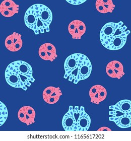 Seamless halloween pattern. Vector background with skulls. Design for prints, shirts and posters.