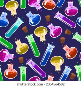 Seamless Halloween pattern. Vector background with different elements. Design for prints, shirts and posters.