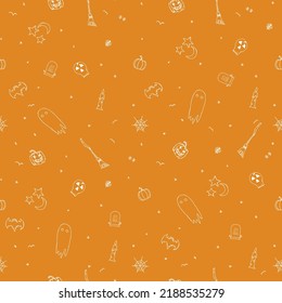 Seamless halloween pattern. Vector background with doodle halloween icons