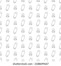Seamless halloween pattern. Vector background with doodle halloween icons