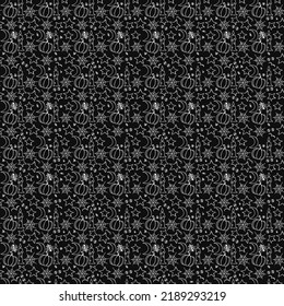 Seamless halloween pattern. Vector background with doodle halloween icons