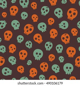 Seamless Halloween pattern. Vector background with different elements. Design for prints, shirts and posters.