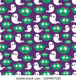 seamless halloween pattern. zombie, ghost