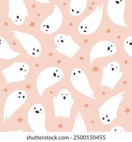 Seamless Halloween Patterns with Spooky Ghosts for Holiday Designs