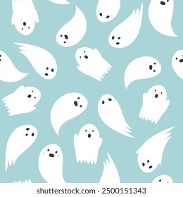 Seamless Halloween Patterns with Spooky Ghosts for Holiday Designs