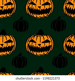 seamless halloween patttern with scary pumpkins, tile texture with Jacks Lanterns, design for wrapping paper, party decorations