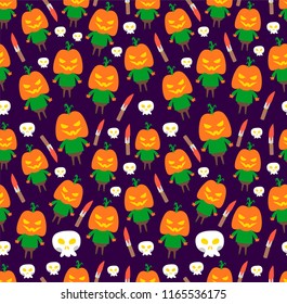 seamless halloween pumpkin character pattern