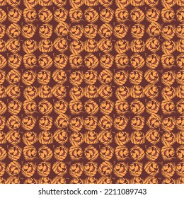 Seamless halloween pumpkin pattern. Halloween background with scary pumpkin