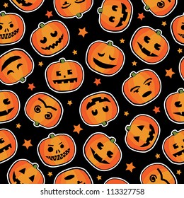 seamless halloween pumpkin pattern with clipping path