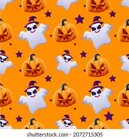 Seamless Halloween Theme Pattern Background.