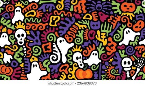 Seamless Halloween Themed Colorful Gummy Shaped Pattern for Ornament or Gift Wrapping Purposes