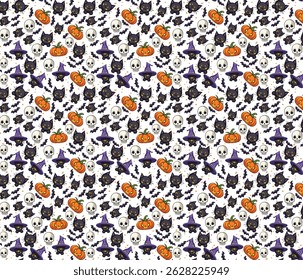 A seamless Halloween various types of patterns..