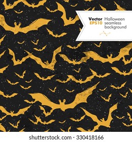 Seamless Halloween vector pattern with bats. Grunge layers can be easy editable or removed.