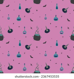 Seamless halloween witch vector pattern for priting and 