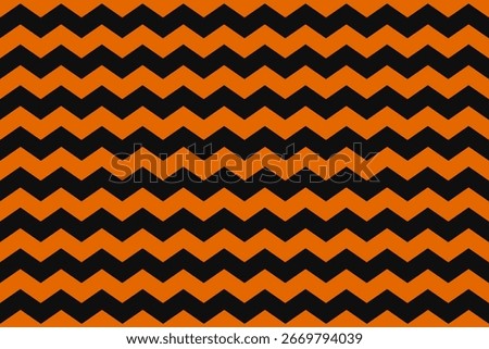 Seamless Halloween zigzag pattern with orange and black stripes. Perfect for wrapping paper, spooky crafts, and festive backgrounds.
