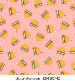 Seamless hambergers with flag pattern for wallpaper and background, paper print and fabric business, vector design.