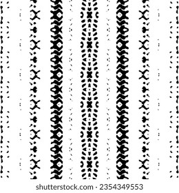 Batik De Mano Sin Marea. Patrón de tinta de color negro. Tribal Dark Doodle Batik. Vector de tinta étnica de color negro. Patrón de tinta de diseño Doodle. Simple Patrón Bohemio. Diseño de grietas oscuras e inexorables
