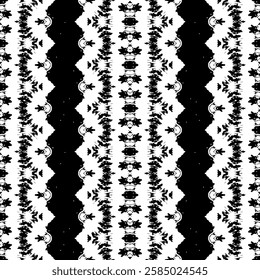 Seamless Hand Dark Print. Native Art Doodle Batik. Simple Geometric Pattern. Black Colour Ink Scribble Texture. Abstract Native Dark Pattern. Black Color Tribal Boho Vector. Seamless Art Ethnic Design