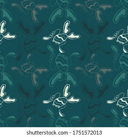 Seamless hand draw backdrop with abstract line frogs.