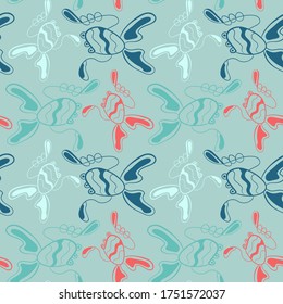 Sensación de fondo de tracción manual sin inconvenientes con ranas abstractas de línea.
