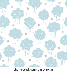 seamless  hand draw cloudy charactor pattern background